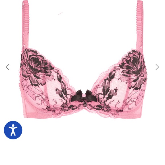 Pink and Black Lace Bra and Panty Set - Picture 3 of 7